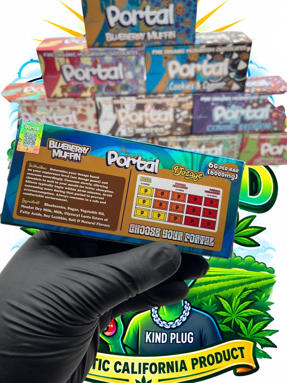 Portal Mushroom Chocolate Bar back packaging